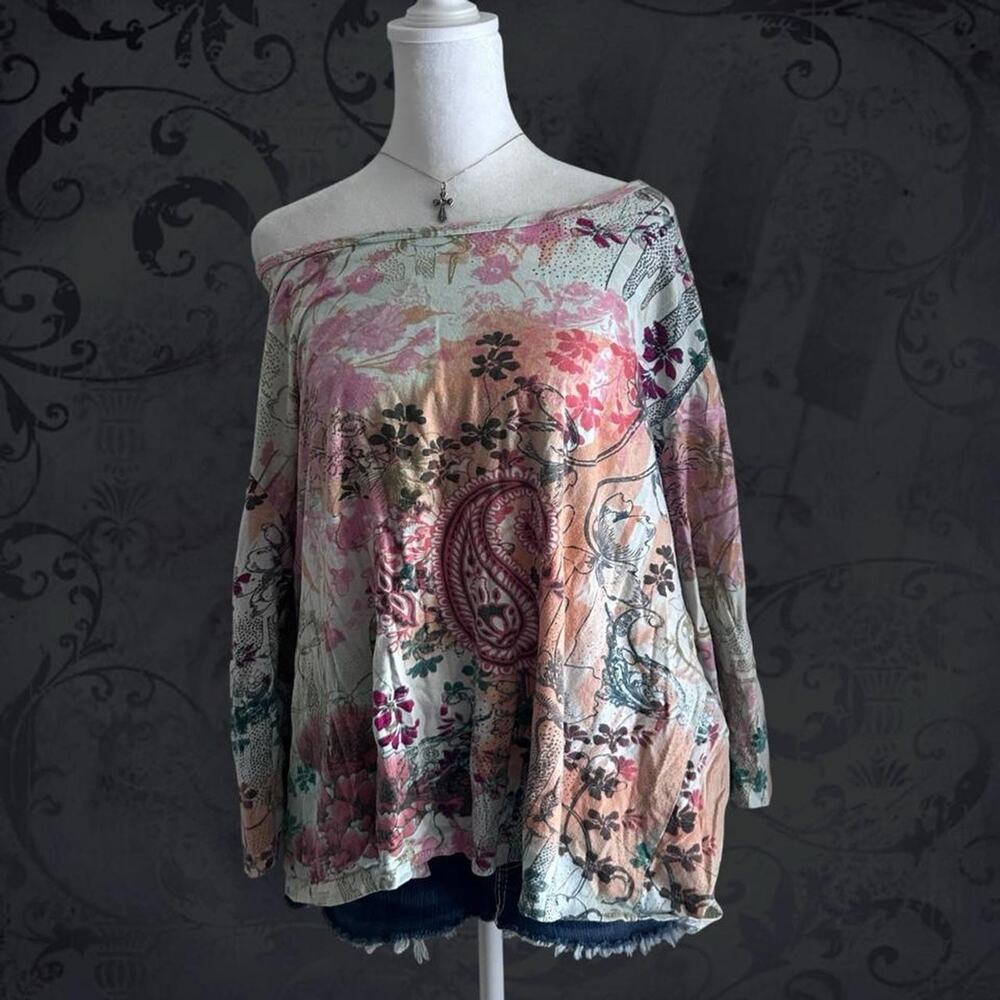 boho patchwork floral and paisley ivory white long sleeve